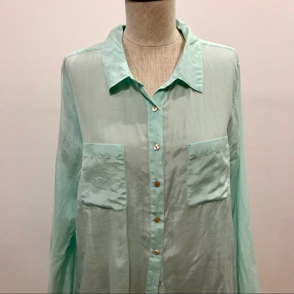 Calypso St. Barth light green cotton and silk button-down shirt. Size M. NWOT - Picture 9 of 13